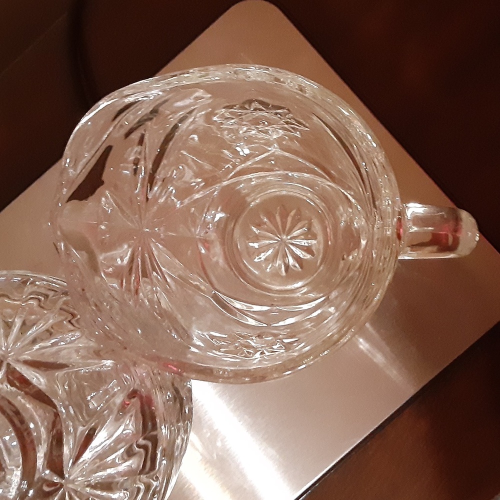 Anchor Hocking Early American Prescut (EAPC)  Glass Creamer & Sugar Bowl Set - Picture 3 of 5